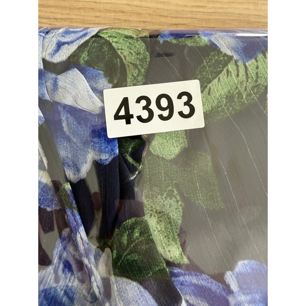 SLNY Blue Floral Tiered Halter Dress Metallic Stripe Size 18 Resortwear Vacation - Picture 11 of 11